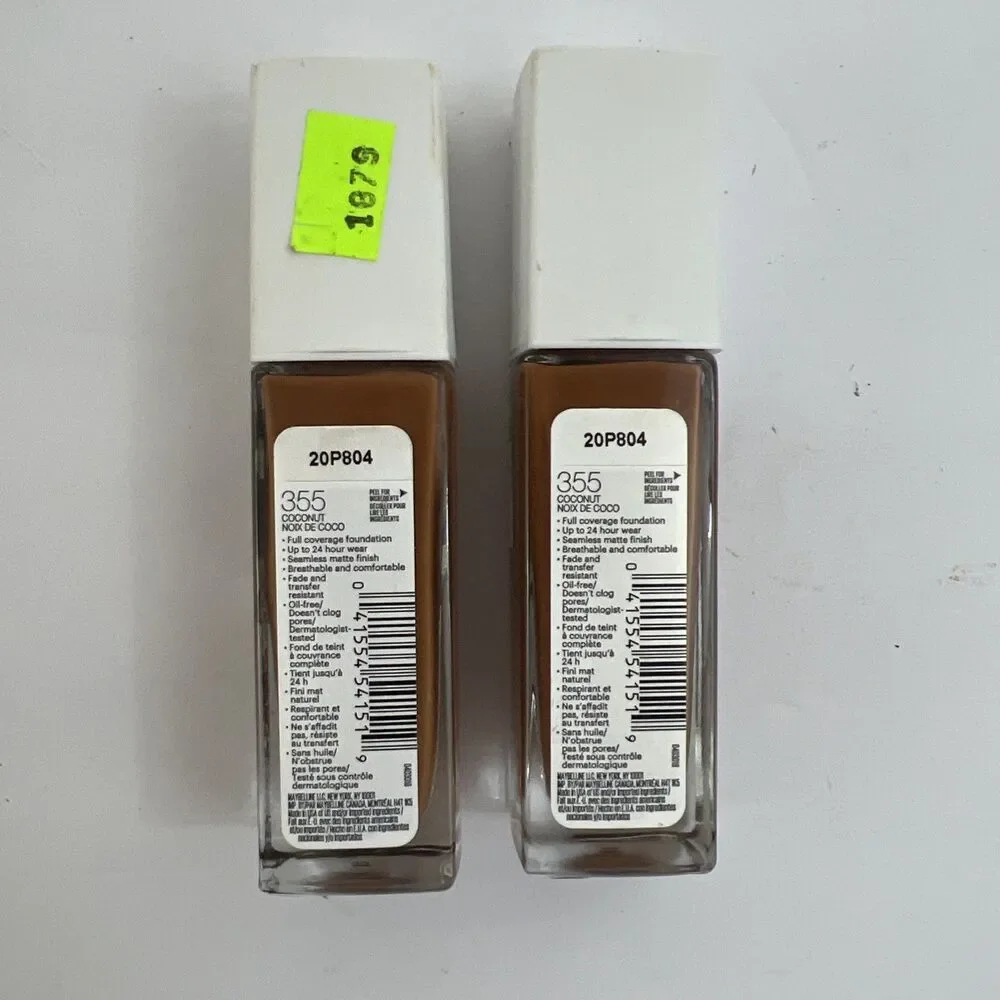 2x Maybelline SuperStay Foundation 24HR Full Coverage #355 Coconut READ